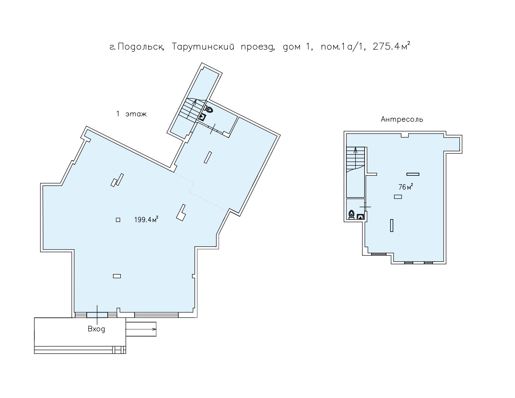 Тарутинский проезд, д1., пом.1а.1, 275.4 кв.м
