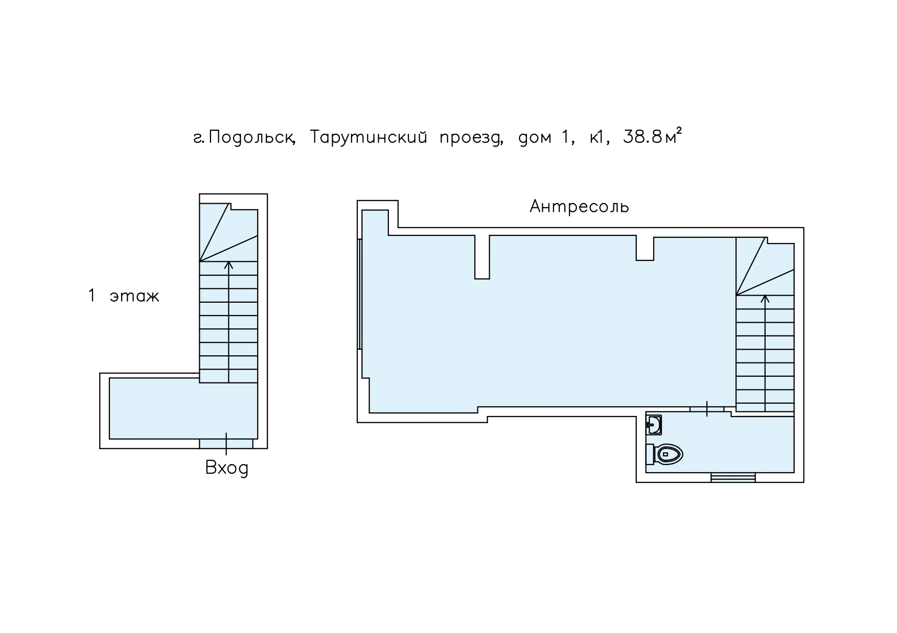 Тарутинский проезд, д1.к.1, 38.8 кв.м с размерами