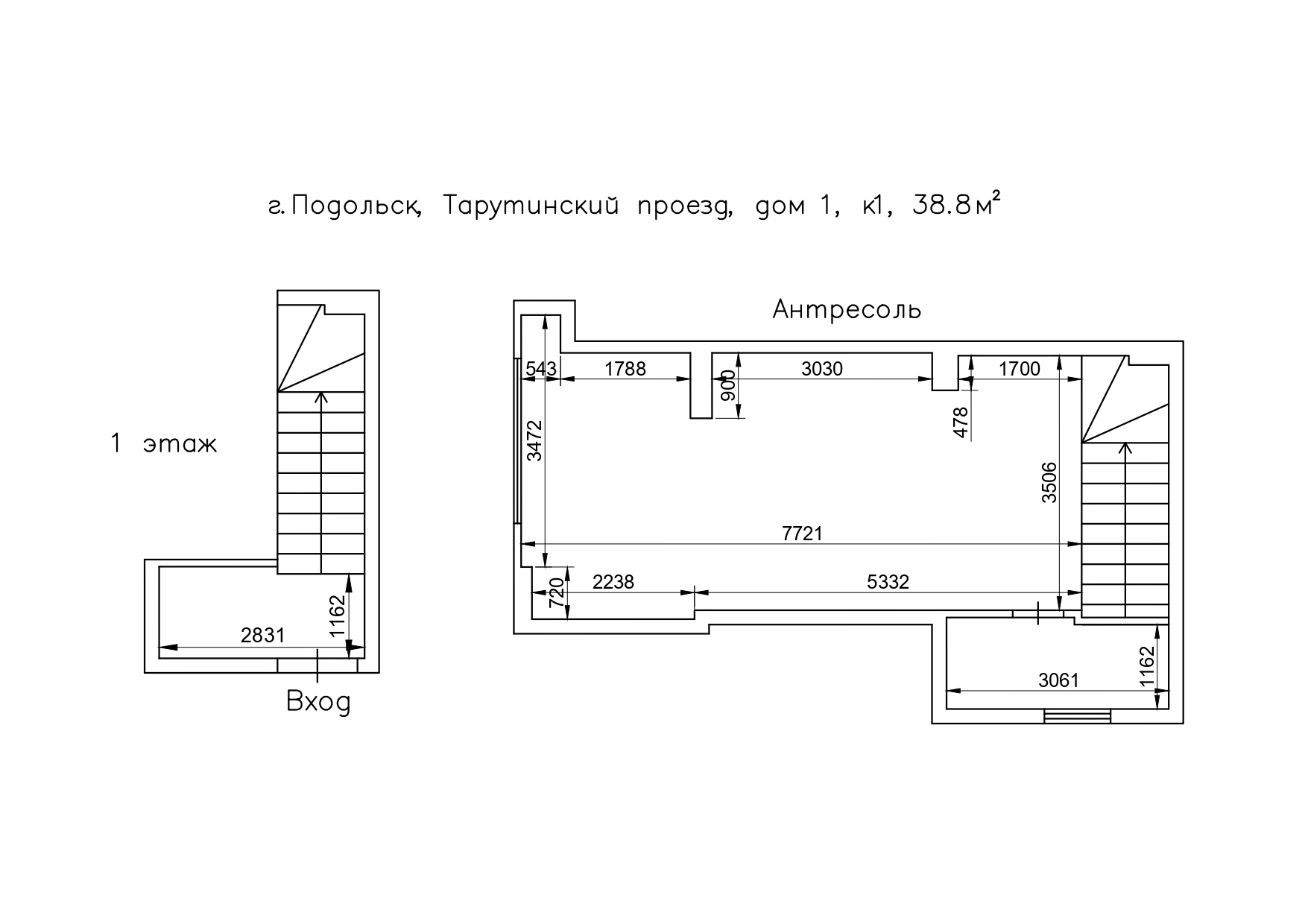 Тарутинский проезд, д1.к.1, 38.8 кв.м